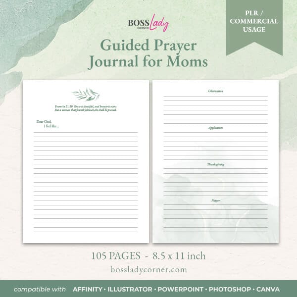 Guided Prayer Journal for Moms Printable PLR