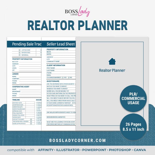 Grey Commercial Use Real Estate Business Planner Printable