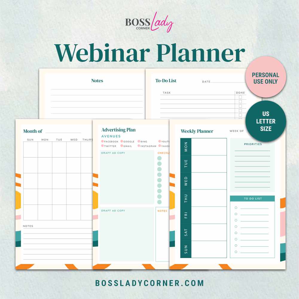 Webinar Planner Printable - Boss Lady Corner