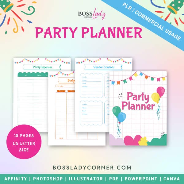 PLR Party Planner Printable for Events